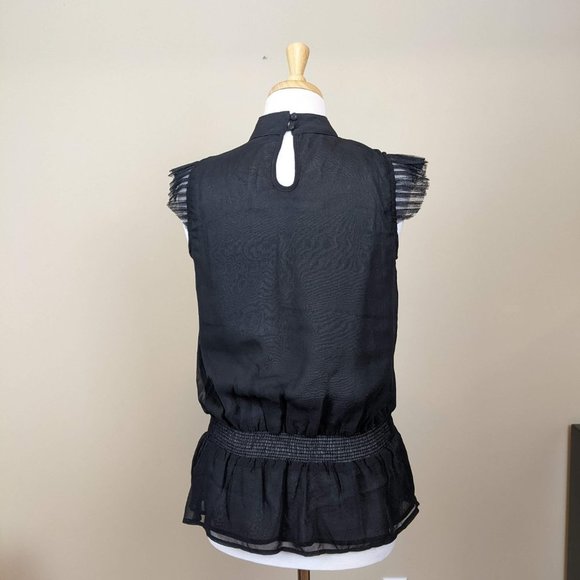 Forever 21 Black Sleeveless Blouse /Top with Ruffles Small - Picture 4 of 16